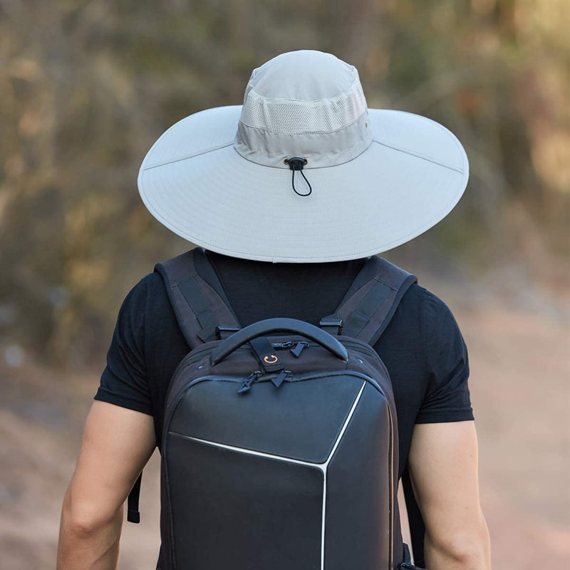 Leotruny Super Wide Brim Bucket Hat UPF50+ Waterproof Sun Hat for Fishing Hiking Camping (C01-Light Grey) - Image 3